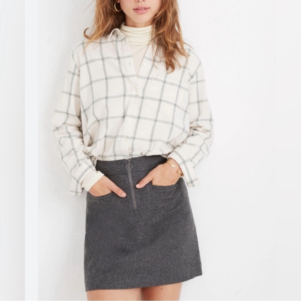 MADEWELL Fireside zip front skirt, NWT, size 4. Gray